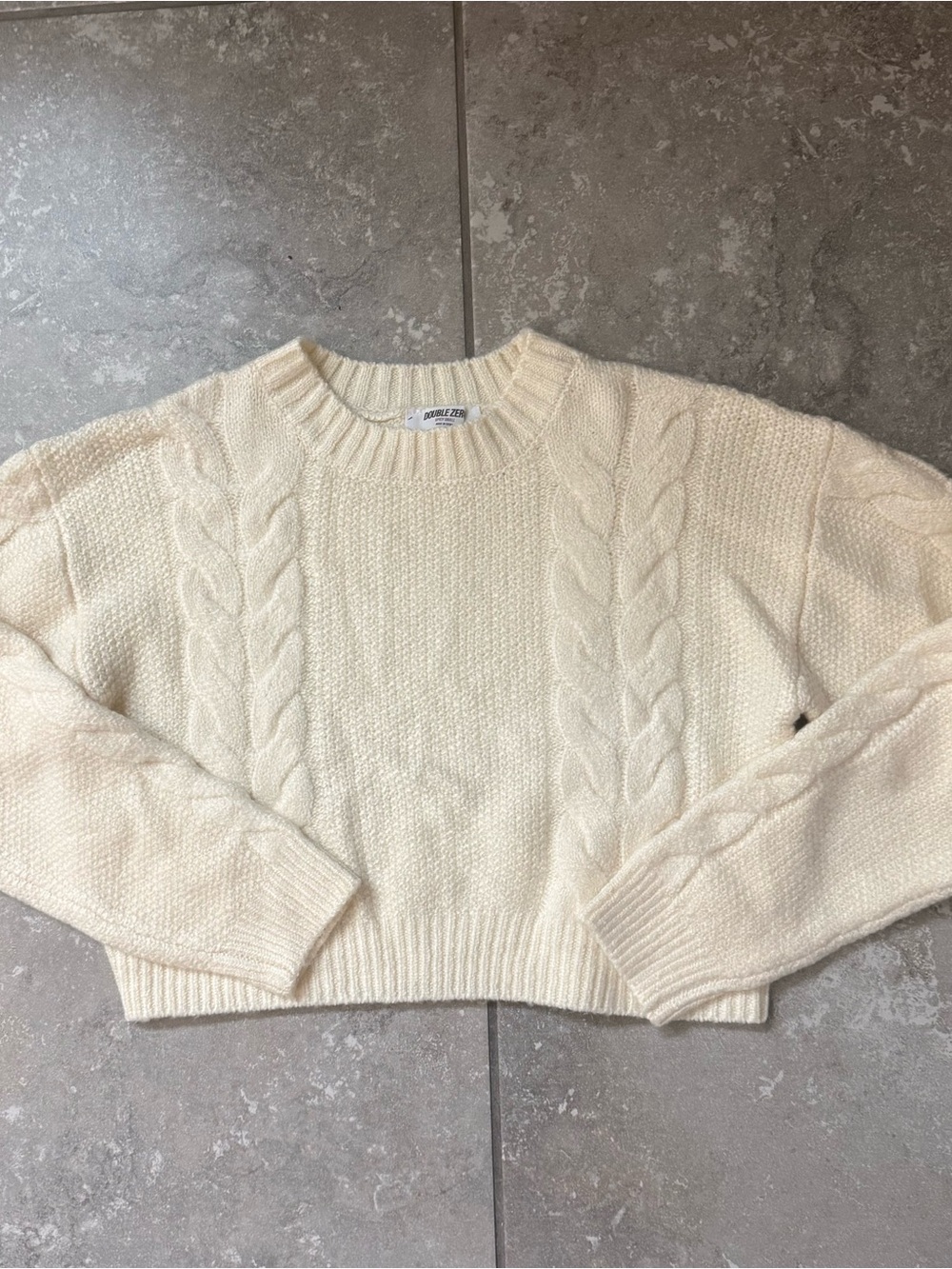 NanaMacs Cream Cable-Knit Crewneck Sweater